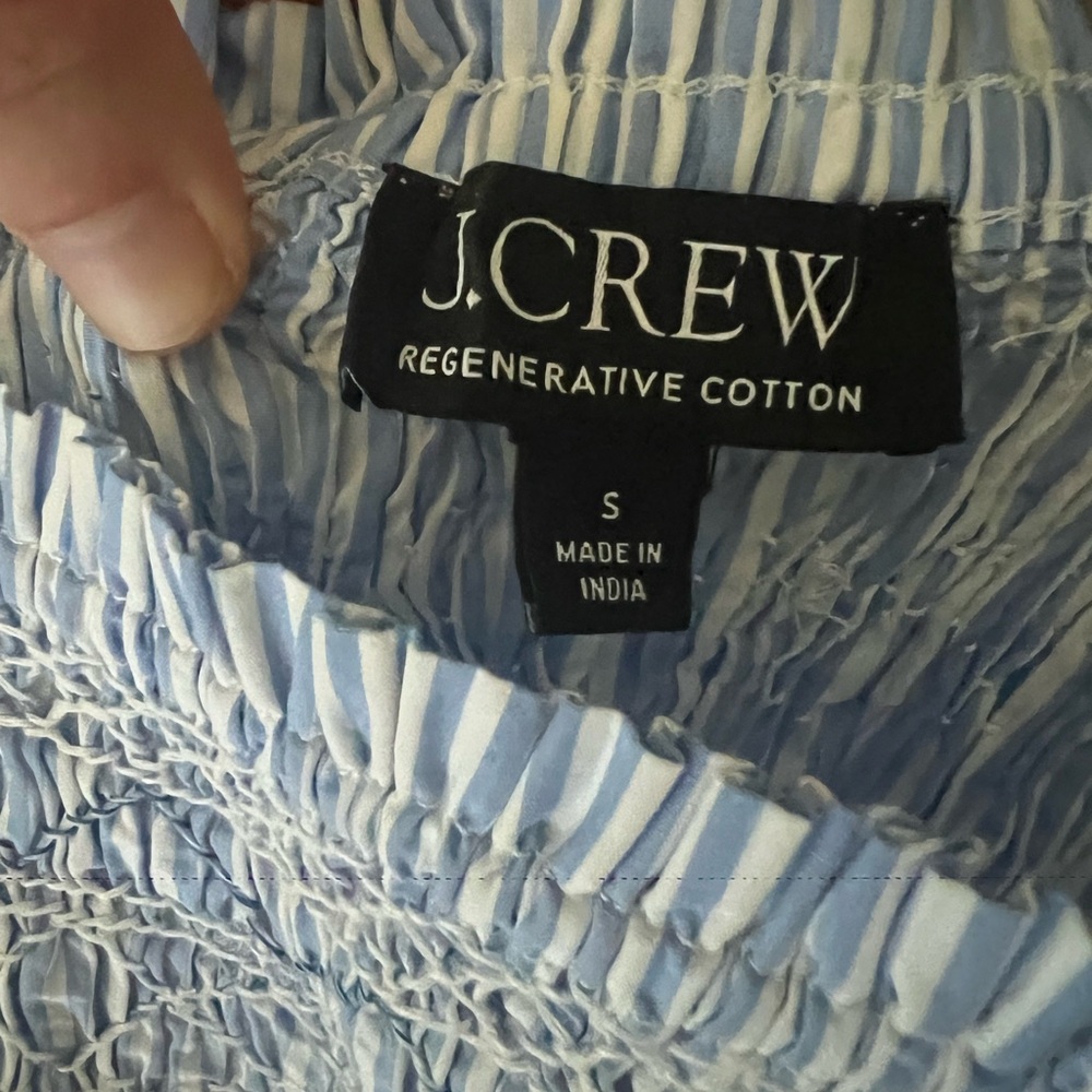 J. Crew Light Blue and White Smocked Dress - Picture 2 of 3